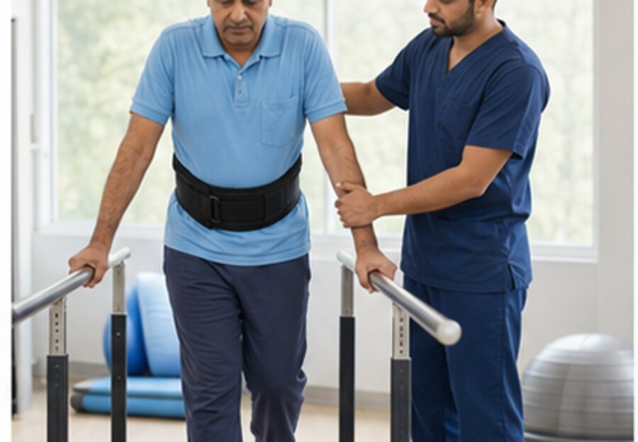 Supported walking practice during stroke rehabilitation